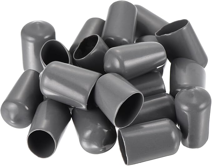 uxcell 20pcs Rubber End Caps 13mm ID Vinyl PVC Round Tube Bolt Cap Cover Screw Thread Protectors Dark Grey - Image 4