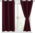 Hiasan Short Blackout Curtains for Bedroom - Thermal Insulated & Light Blocking Window Curtains for Living Room Christmas Decor, 2 Drape Panels Sewn with Tiebacks, Burgundy, 38 x 45 Inch by Hiasan