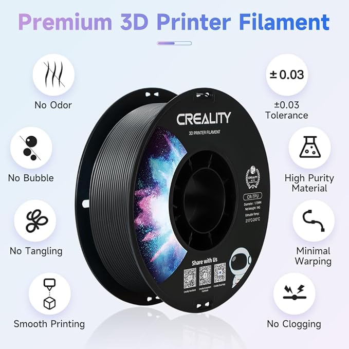 Official Creality TPU Filament, Flexible 3D Printer Filament 1.75mm, 95A Shore High Hardness & Resilience, Dimensional Accuracy +/- 0.03 mm for Most FDM 3D Printers - Image 5