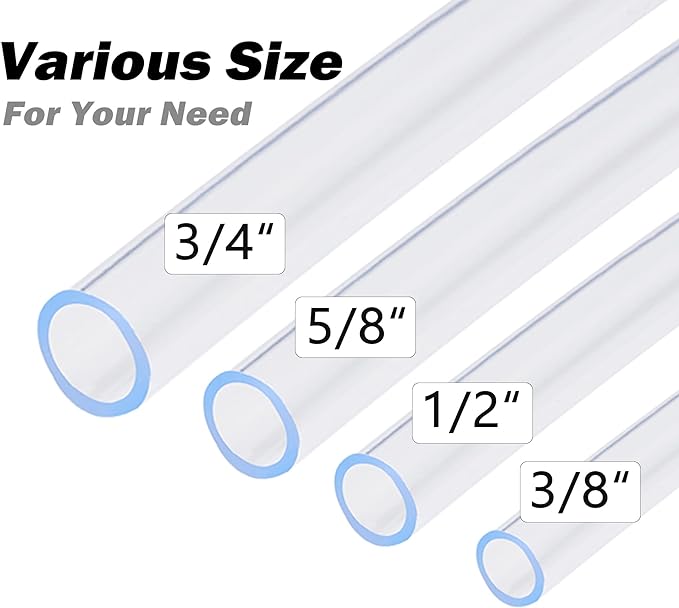 DAVCO 3/8" ID - 10 ft Clear Vinyl Tubing, Low Pressure Flexible PVC Tube, Heavy Duty UV Chemical Resistant Lightweight Plastic Vinyl Hose, BPA Free and Non Toxic, with 2 Stainless Clamps - Image 5