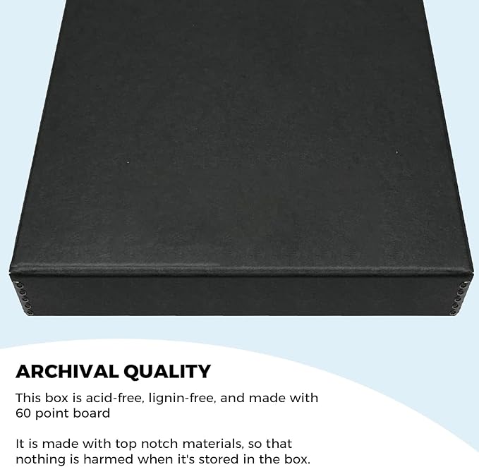 Golden State Art, Archival Folio Storage Box 16x20, Clamshell Design with Metal Edge, Preserve And Store Photos Documents Cards Prints Arts Crafts DIY, Black - Image 8