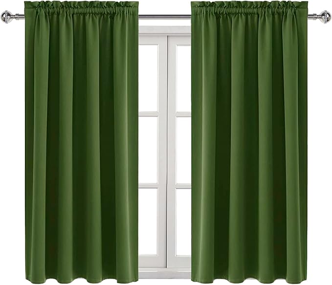 DWCN Olive Green Room Darkening Blackout Curtains - Thermal Insulated Privacy Energy Saving Window Curtain Drapes 38 x 54 inch Length, Set of 2 Bedroom Living Room Curtains - Image 9