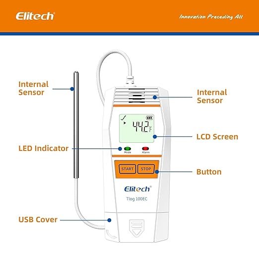 Digital Data Logger/Portable Temperature & Humidity Data Logger (Range: -85℃ to 150℃/ -121℉ to 302℉) with Audible/Visual Alarm for Refrigerated containers and Trucks; Model: Tlog 100EC - Image 4