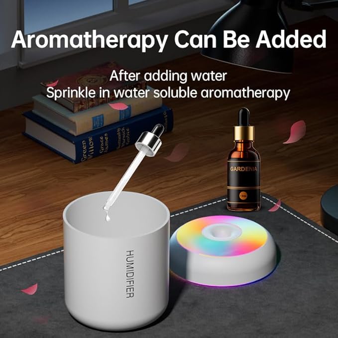 180ml Portable Small Humidifier with Colorful LED Night Light, USB Personal Desktop Humidifier for Car Home Office Travel, Auto Shut-Off, 2 Mist Modes, Super Quiet - Image 7