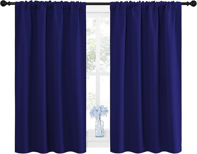 NICETOWN Navy Blue Curtains Blackout Draperies - Home Fashion Thermal Insulated Solid Drape Panels for Kid's Room, Privacy Window Dressing (1 Pair, 42 inches x 45-Inch) - Image 2