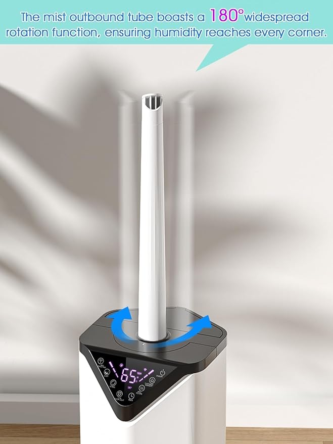 19L/5Gal Humidifiers for Bedroom Large Room 2800 sq ft, Quiet Humidifiers for Large Room, Floor Humidifier with 3 Mist Mode & Auto 180°Mist Tube for Home Whole House School Office Commercial Plants - Image 3