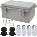 MAKERELE Gray Plastic Waterproof Electrical Box Outdoor,IP67 ABS with Hinged Cover,Weatherproof Mounting Plate,Wall Bracket,Stainless Steel Buckle and 1/2" NPT*2(11.4"×7.5"×5.5") by MAKERELE