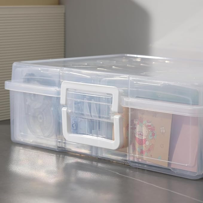 novelinks Transparent 4" x 6" Photo Organizers and Photo Storage Box with Handle, 16 Inner Photo Cases, Portable Picture Organizers & Photo Storage Containers (Clear 2Pack) - Image 3