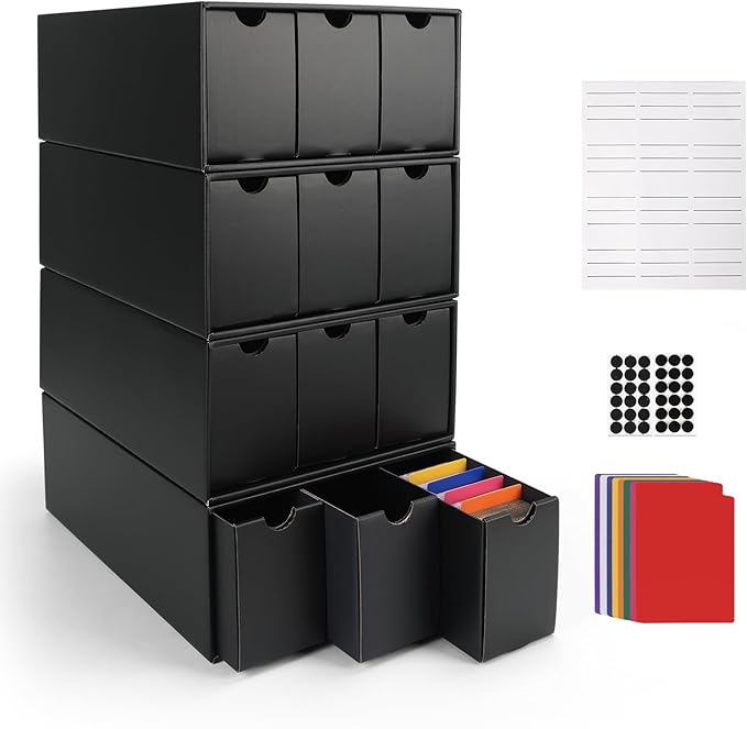 RLAVBL 12-600 CT Trading Card Storage Box with 48 Dividers, 12000+ Card Deck Box for MTG, TCG, PTCG, and Sports Cards Organizer by RLAVBL