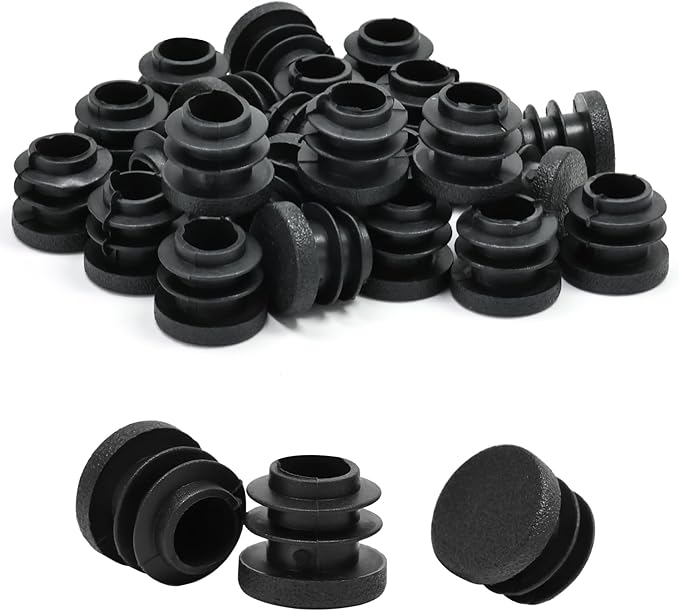 5/8" (16mm) Plastic Hole Plugs Black -Round Chair Leg Caps, Flush Mount Pipe Plugs, Tubing End Caps for Metal&Wood Legs Tube, Outdoor Furniture Feet caps & Table Plastic Plugs, 24 PCS by EASYEAH