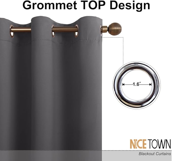 NICETOWN Sliding Patio Door Curtains - Grey Blackout Room Darkening Door Vertical Blinds for Dining Room with Grommet Top (Gray, 100 inches W x 95 inches L) - Image 2