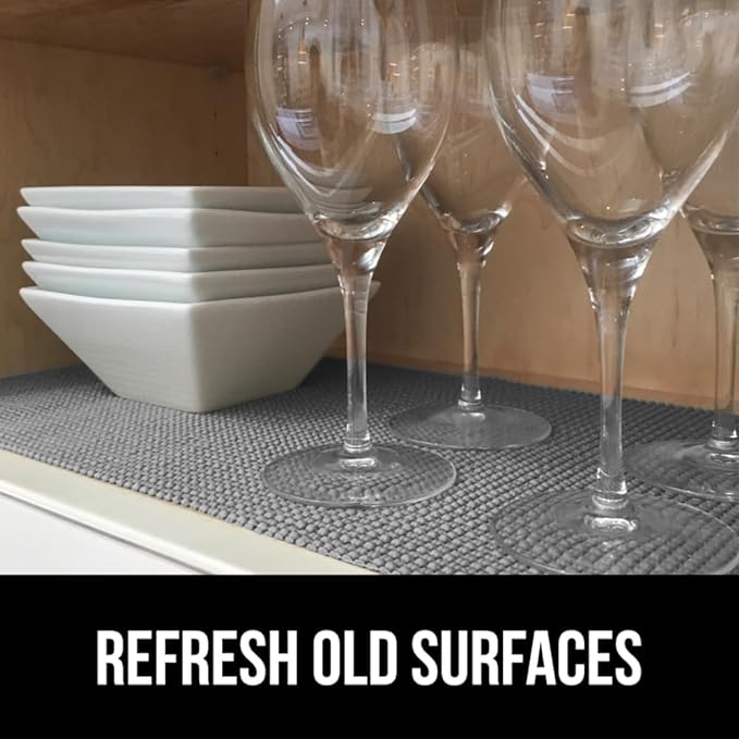 GORILLA GRIP powerGRIP Drawer Shelf and Cabinet Liner, Thick Strong Hold, Non-Adhesive Liners Protect Kitchen Cabinets and Cupboard, Bathroom Drawers, Easy Install, Breathable Mat, 20" x20', Gray - Image 4