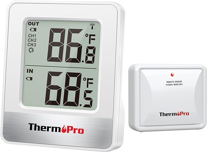 ThermoPro Indoor Outdoor Thermometer Wireless 500FT, Outside Greenhouse Thermometer with Temperature Sensor, Outdoor Thermometers for Patio Reptile House Home Baby Room Temperature Monitor by ThermoPro