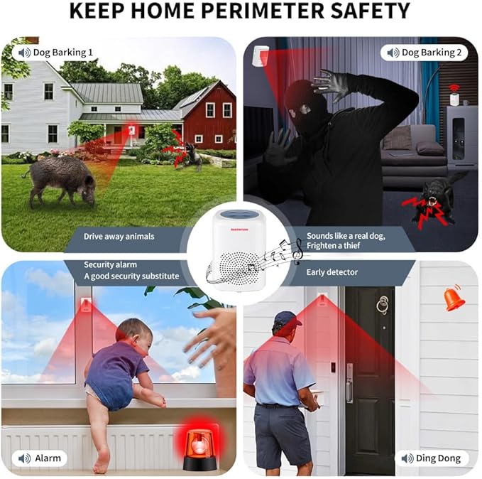 Dog Barking Alarm Motion Detector Outdoor Pir Human Body Motion Sensor Alarm Electronic Deterrent Motion Activated Home Security (2 Detectors+ 1 Receiver) - Image 8