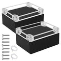 LeMotech Junction Box with Clear Cover IP65 Waterproof Project Box Dustproof ABS Plastic Electrical Project Boxes Universal Enclosure, Black 4.5"x 3.5"x 2.1"(115x90x55mm)(Pack of 2) by LeMotech