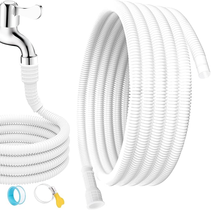 Universal Dehumidifier Drain Hose 13 Feet Air Conditioner Hose with Cut-Table Rubber Adapter Connect Clamp and Teflon Tape, Drain Pipe for Dehumidifiers, Air Conditioners by Sankoly