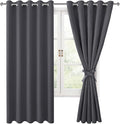 Hiasan Grommet Blackout Curtains for Bedroom, 60 x 72 Inches - Thermal Insulated & Light Blocking Window Drapes for Living Room/Dorm Room, Set of 2 Panels Sewn with Tiebacks, Dark Grey by Hiasan