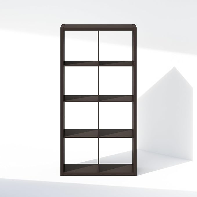 Furinno Simple Cube Storage Organizer, 8-Cube Display Shelf, Open Back Shelving Unit, Storage Shelves, Extra Thick Frame, for Organization and Storage, Living Room, Home Office, Dark Oak - Image 7