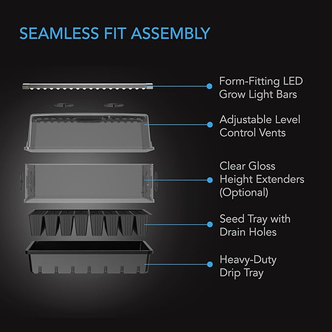 AC Infinity Heavy-Duty Humidity Dome with Full Spectrum LED Grow Light Bars, Samsung LM301H EVO Diodes, 3mm Thickest Dome and 5x8 Trays, Vent Extension Panels, for Seed Starting and Propagation - Image 4