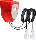 Solar Water Level Sensor, High/Low Water Level Alarm with Dual Probe, 129 dB Red Strobe Siren with Adjustable Volume, Bobber Water Detector, 16.4ft Detect Cord, IP55 Waterproof for Indoor /Outdoor by Shonmau