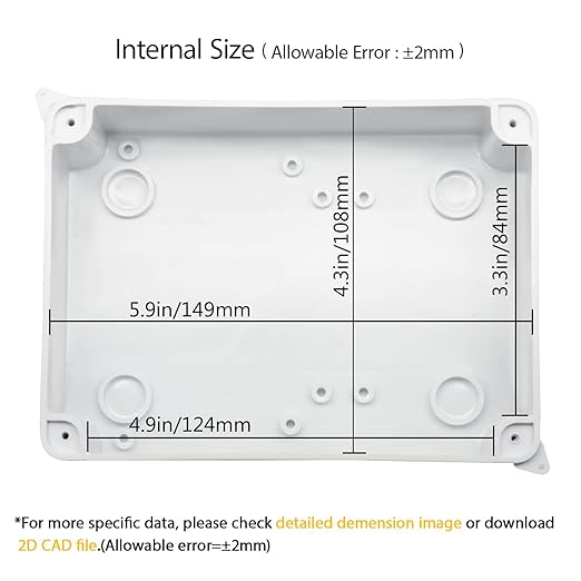 LeMotech Junction Box, Electrical Box IP65 Water Resistant Dustproof ABS Plastic Project Enclosure for Electronics White, External Size 5.9 x 4.3 x 2.8 inch - Image 3