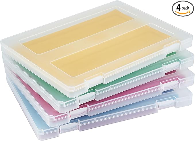 4 Pack A4 Paper Storage Box, 8.5 x 11 Project Case for US letter, Thick Scrapbook Storage Box Craft Storage Box Art Supplies Storage and Organization, Board Game Storage and Organizers by Mickiewicz