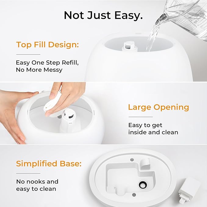 BOXING Top Fill Humidifiers for Bedroom Baby with Easy Remote, 20dB Quiet Cool Mist Air Humidifier for Large Room Home & Indoor Plants, 7 Color Night Light, Essential Oil Tray, Timer, Sleep Mode,3L - Image 7