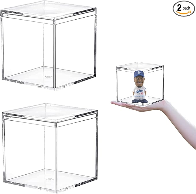 Acrylic Box Clear Display Case Plastic Square Cube Storage Contanier with Lid Wedding Party, Treats, Candies & Accessories by KissYou