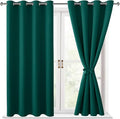 Hiasan Blackout Curtains for Bedroom, 52 x 54 Inches Long - Thermal Insulated & Energy Saving Window Curtains for Living Room, 2 Drape Panels Sewn with Tiebacks, Hunter Green by Hiasan