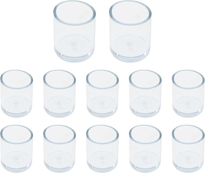 Round Chair Leg Caps,PVC Furniture Feet Covers,TTZEZE Transparent Round Floor Protectors,Clear Table Feet Covers Preventing Plastic Chair Leg Covers Scratches and Noise 16mm/0.63'', 12 by TTZEZE