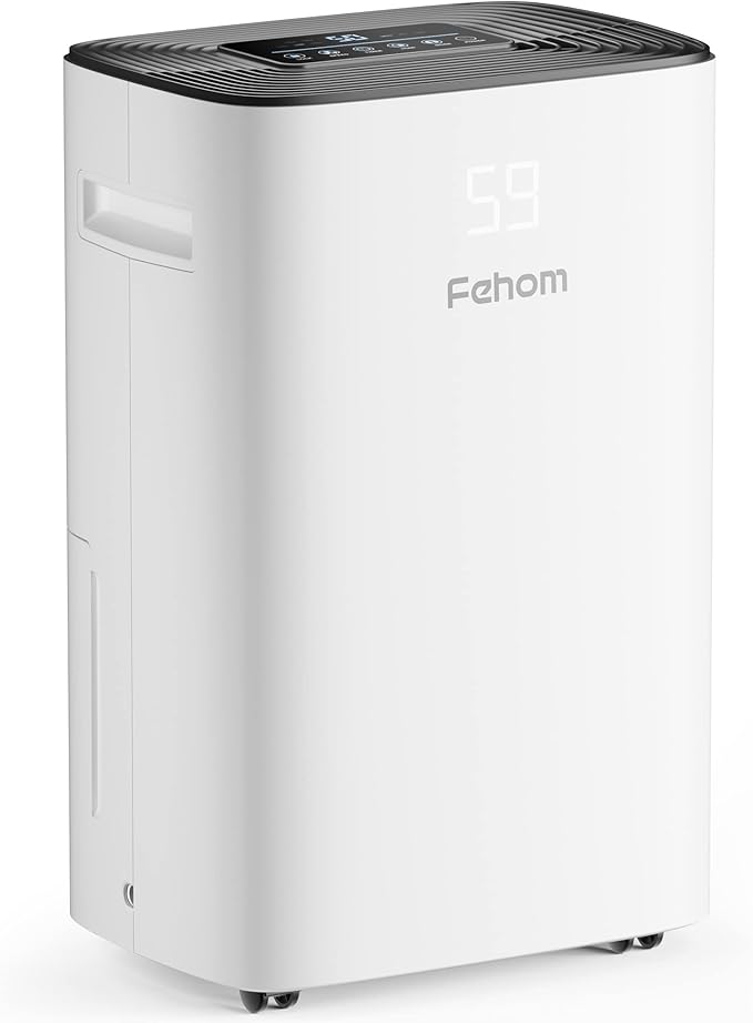 4500 Sq. Ft Dehumidifier with Drain Hose - Ideal for Bedrooms, Basements, Bathrooms, and Laundry Rooms - with Digital Control Panel, 24 Hr Timer, and Front Humidity Display by FehomDehumidifier
