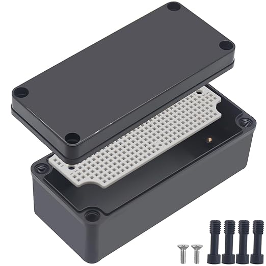 Junction Box,IP67 Waterproof ABS Black Project Box with Mounting Plate Electrical Box Enclosure for Outside Electronics 7.1 x 3.1 x 2.8inch(180x80x70mm) by Otdorpatio