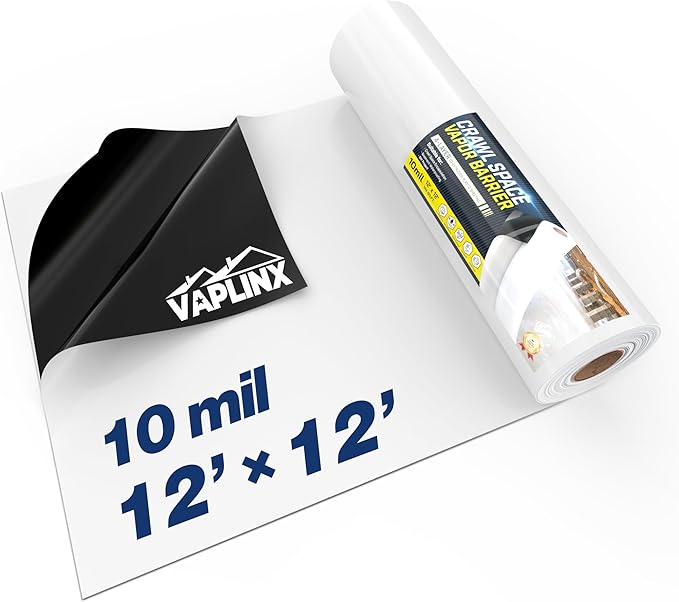 Crawl Space Vapor Barrier, 10 Mil Vapor Barrier, 12' x 12', Drop Cloth Moisture Barrier Covering for Crawlspace Encapsulation, Thick Plastic Sheeting, Polyethylene Film, Black and White Panda Film - Image 8