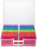 novelinks Transparent 4" x 6" Photo Organizers and Photo Storage Box with Handle, 16 Inner Photo Cases, Portable Picture Organizers & Photo Storage Containers (Multi-Colored) by novelinks