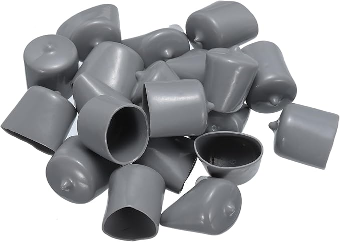 uxcell 20pcs Rubber End Caps 25mm(1") ID Vinyl PVC Round Tube Bolt Cap Cover Screw Thread Protectors Grey - Image 4