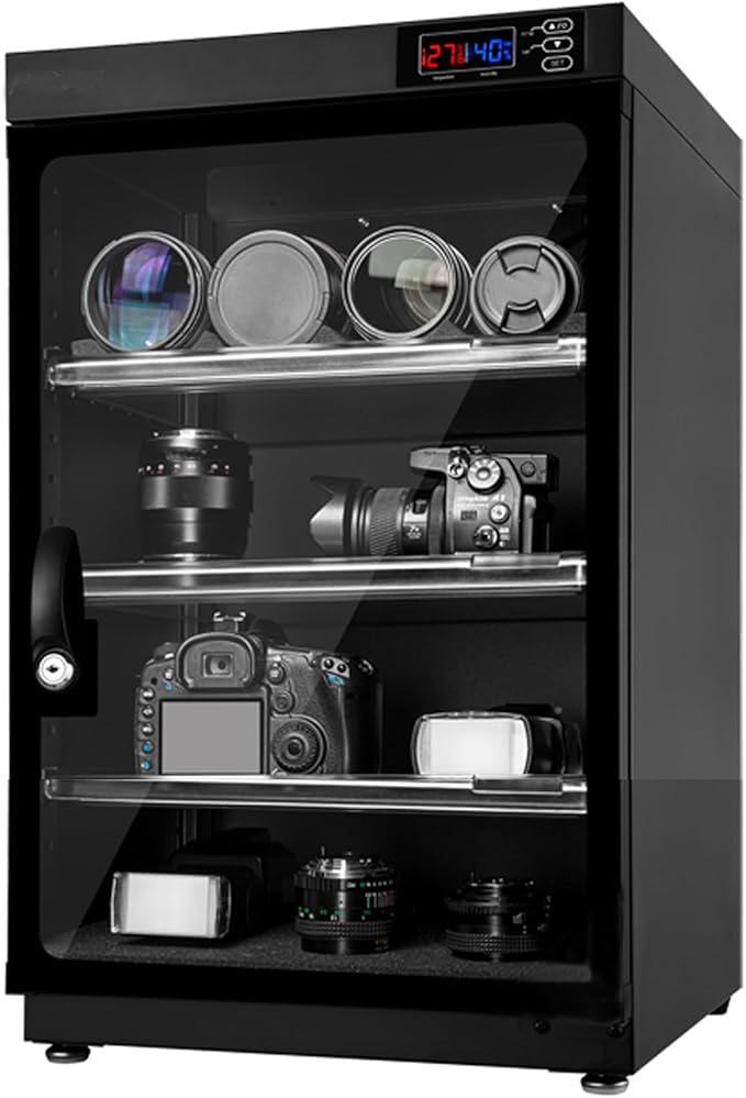 TECHTONGDA Dehumidifying Dry Cabinet Box, Electronic Dry Cabinet for Camera Lens and Electronic Equipment Storage, Temperature Humidity LED Dual Screen, 30/50/80/100L (50L 4 Tiers) by TECHTONGDA