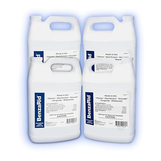 Professional Mold Killer Fungicide Kills Aspergillus Niger (Black Mold) H5N1 Pack | Multi-Purpose Fungicide, Mildewstat, Disinfectant, Virucide | EPA Reg. | 4 Gal Set by BenzaRid