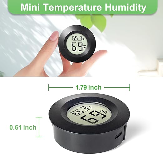 4-Pack Mini Hygrometer Thermometer Indoor Outdoor Round Humidity Meter, Small Digital LCD Monitor Thermometer Temperature Gauge Humidity Sensor (℉) or (℃) for Reptile Thermostat, Jars - Image 6