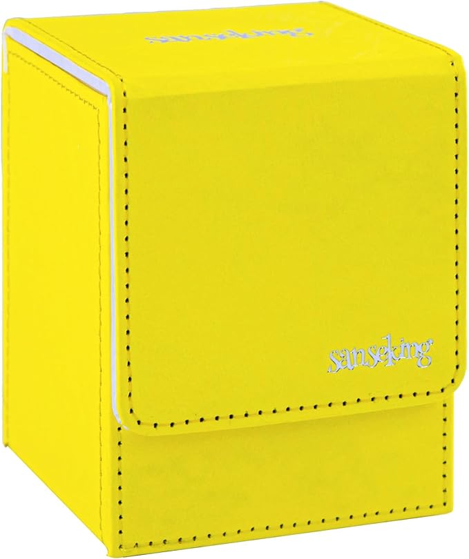Magic Card Deck Box for MTG Single Deck Card Box fits 100+ TCG Sleeved Cards Tyvek® Paper Card Box Top Loading Card Boxes Magic Gift for MTG TCG CCG (Vertical,Yellow) by Sanseking