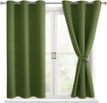 Hiasan Blackout Curtains for Bedroom - Thermal Insulated & Energy Saving Window Curtains for Living Room, 2 Drape Panels Sewn with Tiebacks, Olive Green, 42 x 54 Inch by Hiasan