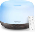 ASAKUKI Essential Oil Diffuser 500ml, Ultrasonic Aromatherapy Humidifier with Remote Control, 7 LED Colors, Timer & Auto-Off, Large Room Diffuser (Dark Brown) by ASAKUKI
