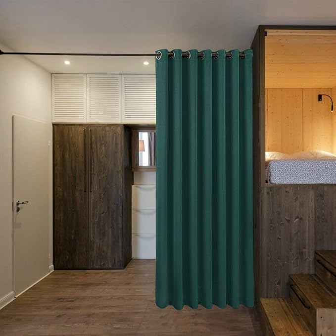 NICETOWN Noise Reducing Room Dividers Curtains Screens Partitions, Full-Length Grommet Top Room Screen Divider Curtain Panel for Space Solution (Hunter Green, Single Pack, 15ft Wide x 8ft Long) - Image 5