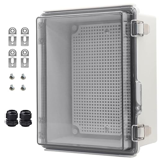 Outdoor Waterproof Electrical Box Junction Box Weatherproof IP67 ABS Plastic Enclosure Switch Router Project Box Electronics Enclosure with Mounting Plate Wall Bracket Clear 8.7"x6.7"x4.3" by YETLEBOX