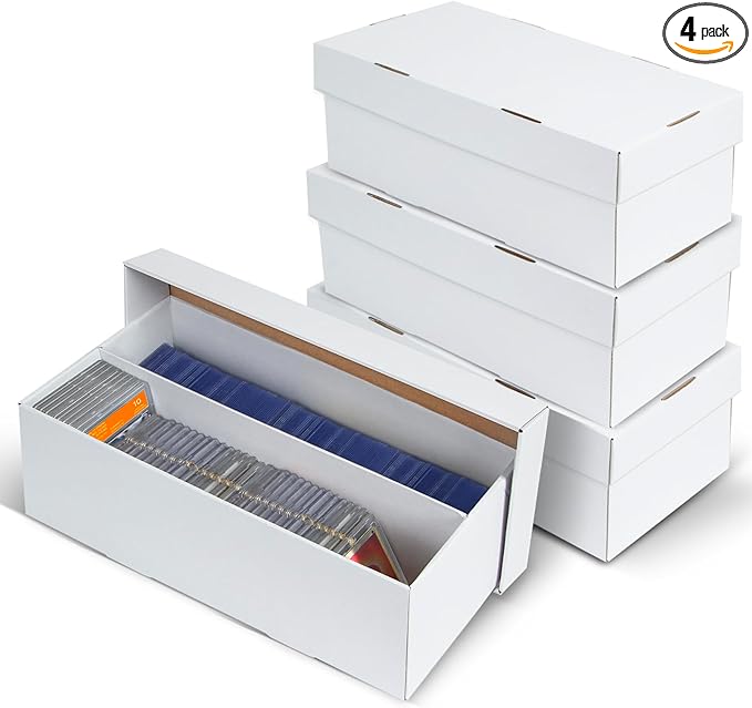 4 Pack Trading Card Storage Box - 2 Rows, Cardboard Storage Box holds 320+ Top Loaders, Graded Card Holder Organizer Case fits PSA/HGA Slabs by ULTRGEE