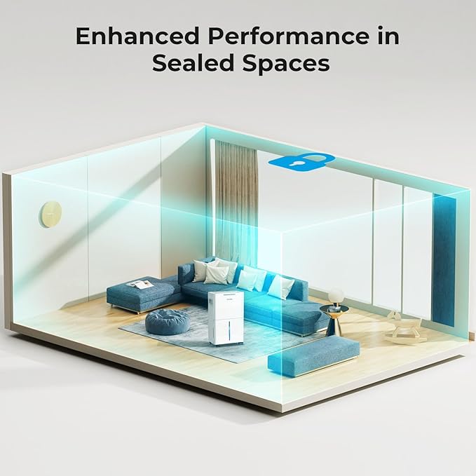1500 Sq.ft Dehumidifier for Basement, SEAVON 21 Pint Dehumidifiers with Drain Hose for Home Large Room Bedroom Bathroom, Powerful Moisture Removal, Smart Humidity Control & Display, 24H Timer, 3 Mode - Image 9