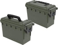Sheffield 12791 2-Pack Ammo Storage Box, Stackable .30 Cal Field Boxes, Water and Dust Resistant, Lockable Storage Box with Handle, Secures Hunting Gear, Supplies, and Bullets, Made in USA, Green by Sheffield