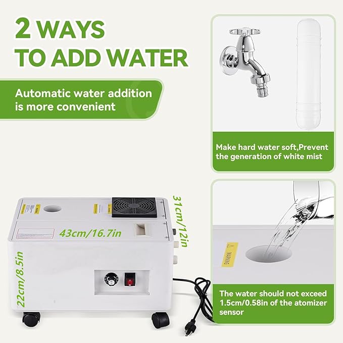 Cool Humidifier 3000ml/Hour Commercial Grade, Auto-Fill Water Tank & Stainless Steel Shell - Large Space Industrial Humidifier for Factories/Workshops (110V) - Image 3