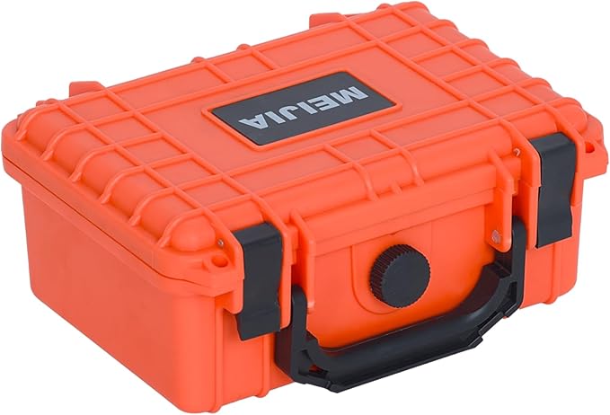 MEIJIA Portable All Weather IP67 Waterproof Protective Case, Hard Case,Camera Case With Customizable Foam,Fit Use of Drones, Cameras,Equipments, 8.12”x6.56”x 3.56” (Orange) by MEIJIA