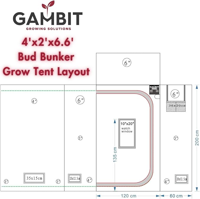 Bud Bunker 4x2 Grow Tent, Thickest 25mm/1-Inch Poles, Heavy-Duty 2000D Diamond Mylar Canvas, 48"x48"x80" (4x2) - Image 5