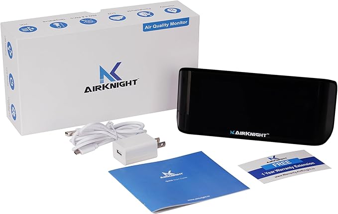 AirKnight Premium Indoor Air Quality Monitor Indoor & Air Quality Sensor. VOC detector, CO2 Monitor, Formaldehyde Detector HCHO, AQI, PM2.5, PM10 Temperature Humidity Air Monitor AQI CO2 Meter Gas Off - Image 4